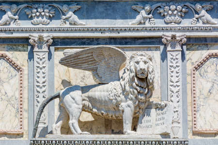 Venice, Italy - MAY 16, 2019: Marble relief - detail of the facadeのeditorial素材