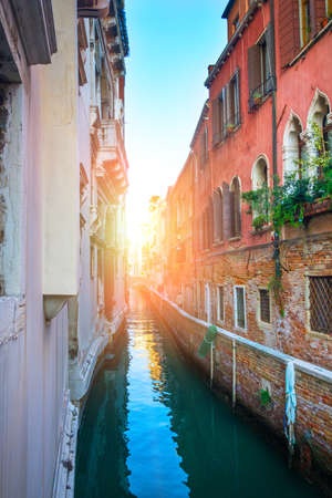 Venice, Italy - Sep 30, 2018: The picturesque narrow canal and the ancient architecture of Veniceのeditorial素材