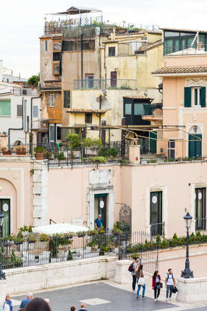 Rome, Italy - Oct 04, 2018: View of roman residential buildings from the Spanish Steps in Romeのeditorial素材