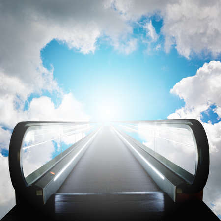 long walkway of escalator , movable conveyor beltsの写真素材