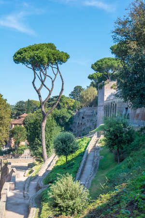 Rome, Italy - Oct 03, 2018: Park Giardino degli Aranci with a delightful observation deck on Central Romeのeditorial素材