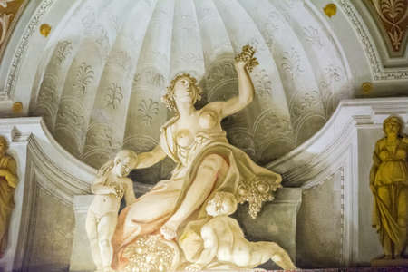 Rome, Italy - Oct 05, 2018: Painting on the ceiling of the Borghese Gallery, Rome