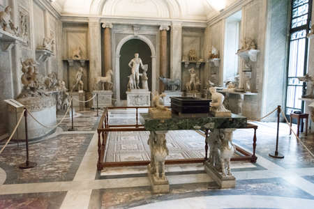 Rome, Italy - Oct 06, 2018: Animal Hall at the Pio Clementino Museum, which houses animal sculptures, the Vaticanのeditorial素材