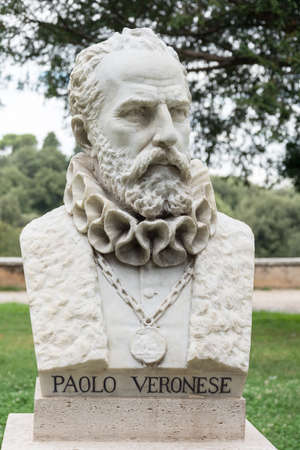 Rome, Italy - Oct 04, 2018: bust of Paolo Veronese in the gardens of Villa Borghese, Romeのeditorial素材