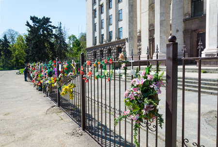Odessa, Ukraine - APR 29, 2019: House of Trade Unions on Kulikovo Field, the site of the death of 42 people during a confrontation between supporters of conflicting political forces on May 2, 2014のeditorial素材