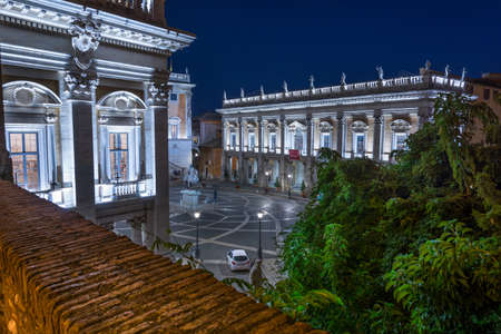 Rome, Italy - Oct 03, 2018: Night view of  Capitol Squareのeditorial素材