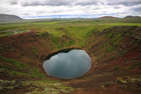 Small lake in the mountains valley. Icelandの写真素材
