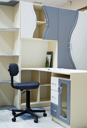 Furniture for a teenager: a wardrobe, desk, chairの写真素材