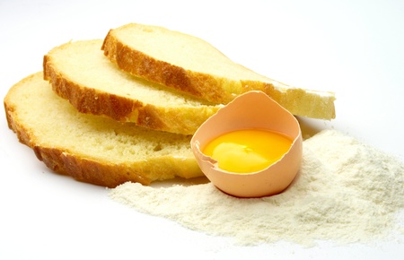 bread and flour on a white background isolated