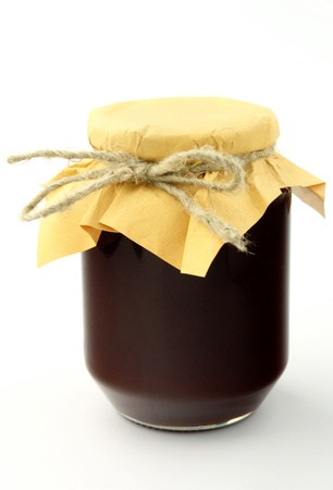jam in the pot on a white backgroundの写真素材