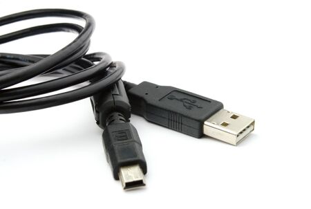 black usb cable on a white background