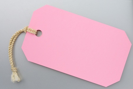 Label with a string on a gray backgroundの写真素材