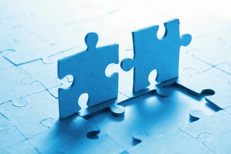 Game in puzzles in a blue shade