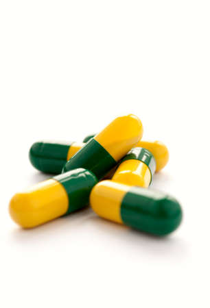 colored pills on white backgroundの写真素材