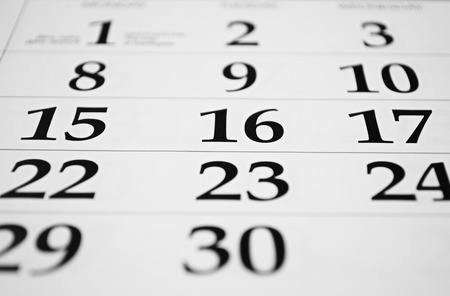 Calendar with dates viewed at an oblique angle with shallow dofの写真素材