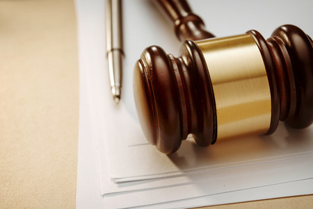 Gavel close up. Conceptual image of law and justice.の写真素材