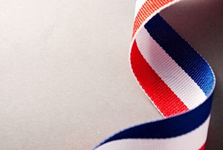 Three-color Ribbon Medal from the right side with a free place for inscriptionの写真素材