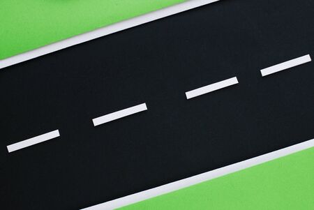 Children's highway with a white dividing strip. View from above.の写真素材