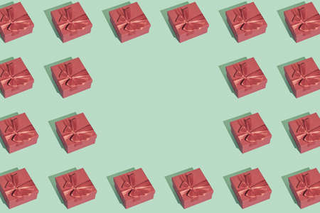 Trending graphic image in a minimalist style of a gift or surprise box in a contemporary pattern.