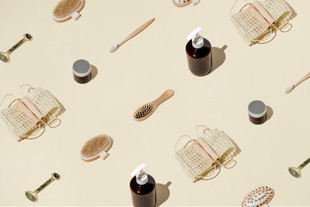 Minimal concept of eco-friendly cosmetics of hygiene and self-care.の写真素材