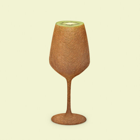 A glass made of juicy kiwifruit. Minimal pop art with the concept of food booze jokes and fun. High quality photoの写真素材