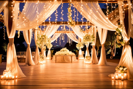 Elegant Outdoor Wedding Venue at Duskの素材