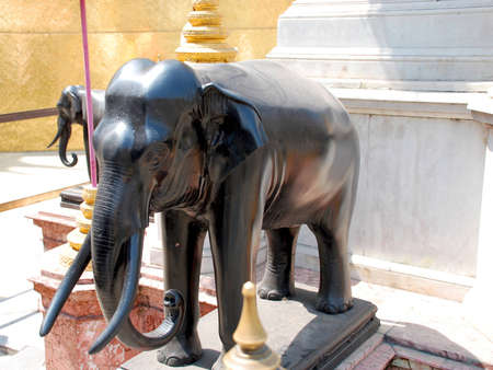 This photho was taken in Royal Palace, Bangkok on 09.02.2011. Wonder of Thai architecture, figures of elephants. のeditorial素材