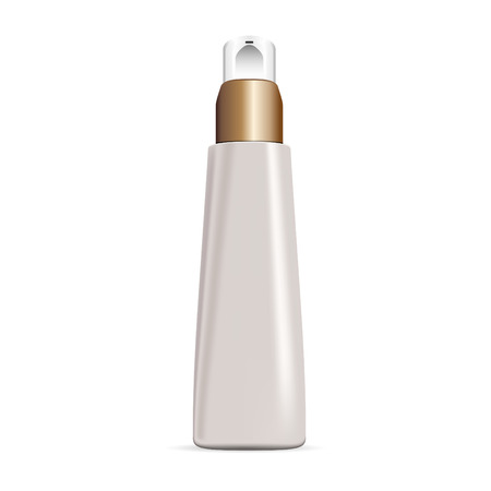 Cream dispenser elite cosmetics bottle. Packaging with pump for moisturizer. vector illustration mockup.のイラスト素材