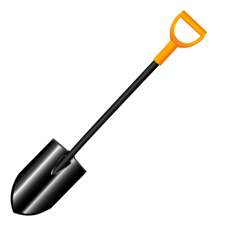 Shovel with handle. Quality 3d illustration mockup. Garden spade tool isolated on background.のイラスト素材