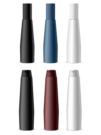 Cosmetic Bottles Product Set. Hair Protection Shampoo, Lotion, Moisturizer, Oil Pack. Luxury Brand Packaging Mockup for Beauty Products. Plain Empty 3d Realistic Vector Jar Collection.のイラスト素材