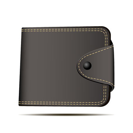 Brown Wallet Vector Illustration. Deposit Symbol. Dollar Currency Payment Concept. Vintage Pouch Pocket Realistic Pictogram. Mobile App Personal Treasure Account. Empty Bag Silhouette.のイラスト素材
