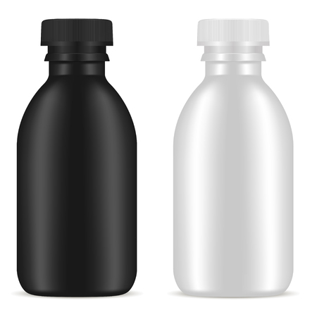Bottle Cosmetic Product Set. Container Mockup. Barber Men Lotion Jar. Serum Essence Face Moisturizer Flacon Closeup. Vector Illustration. Shampoo, Oil Package Blank Concept. Medical Pack.のイラスト素材