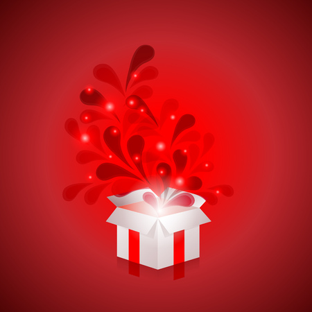 Holiday background with red gift bow with gift boxes.  illustration.のイラスト素材