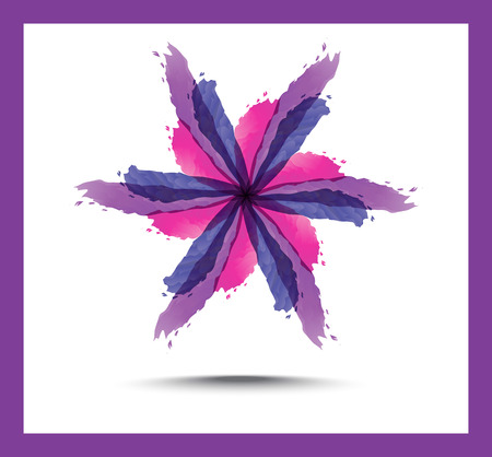 Bright floral abstract background. Purple flowers lilies, decorated circles and swirls .のイラスト素材