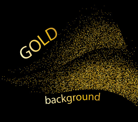 Vector Abstract shiny color gold wave design element with glitter effect on dark background.のイラスト素材