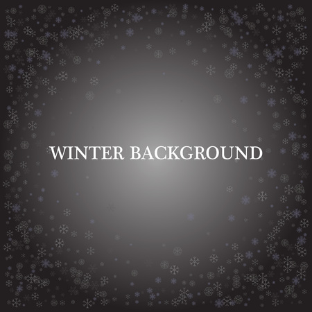 Snowfall with random snowflakes layers frame in the darkのイラスト素材