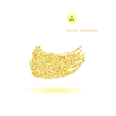 Gold glitter wave background vector illustration. Yellow and brown dust falling down, flying circle golden confetti elements.のイラスト素材