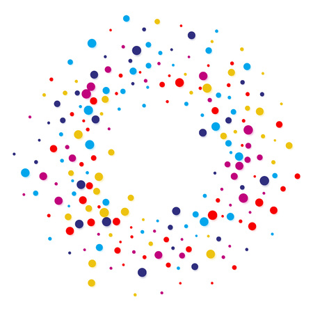 Vector colorful round confetti frame isolated on white backgroundのイラスト素材