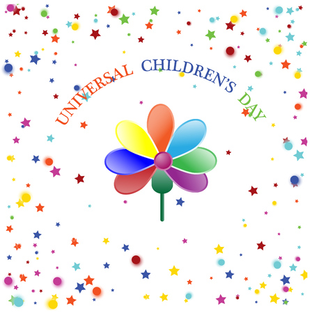 International children s day colorful background. Colorful flying confetti.のイラスト素材
