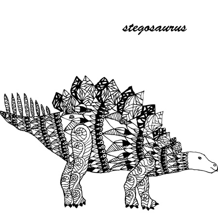 Pterodactyl - prehistoric monster. Antistress Coloring Book for adults.のイラスト素材