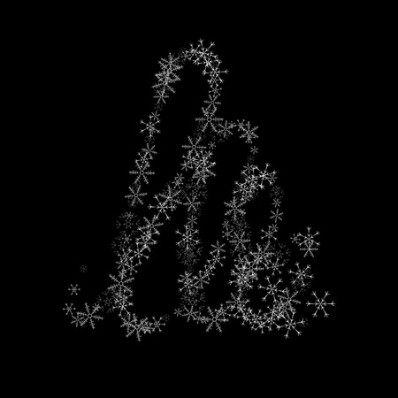 Christmas tree from snowflakes on a black background. Abstract snowflake background. Fall of snow.のイラスト素材