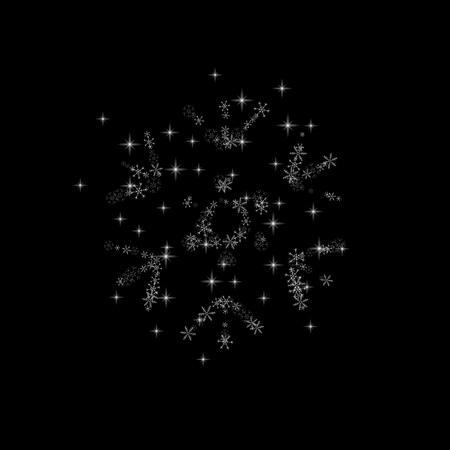 Falling snow on a black background. Vector illustration 10 EPS. Abstract snowflake background. Fall of snow.のイラスト素材