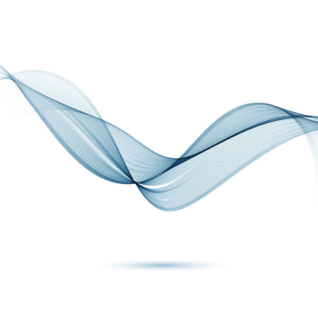 Abstract vector background, transparent waved lines for brochure, website, flyer design. Blue smoke wave.のイラスト素材
