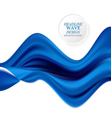 Abstract smooth color wave vector. Curve flow blue motion illustration. Smoke design.のイラスト素材