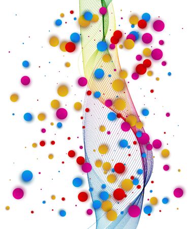 Abstract color wave with bright circles on a white background. Abstract colorful background . eps10 Vector illustration.のイラスト素材