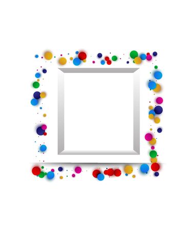 Confetti festive surround frame or border. Children s colorful holiday background.のイラスト素材