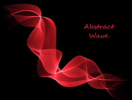 Bright red glowing waves on black background. Vector abstract wavy graphic designのイラスト素材