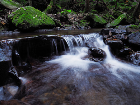 waterfall at the carpathian forestの写真素材