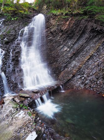 waterfall at the carpathian forestの写真素材