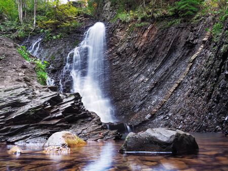 waterfall at the carpathian forestの写真素材